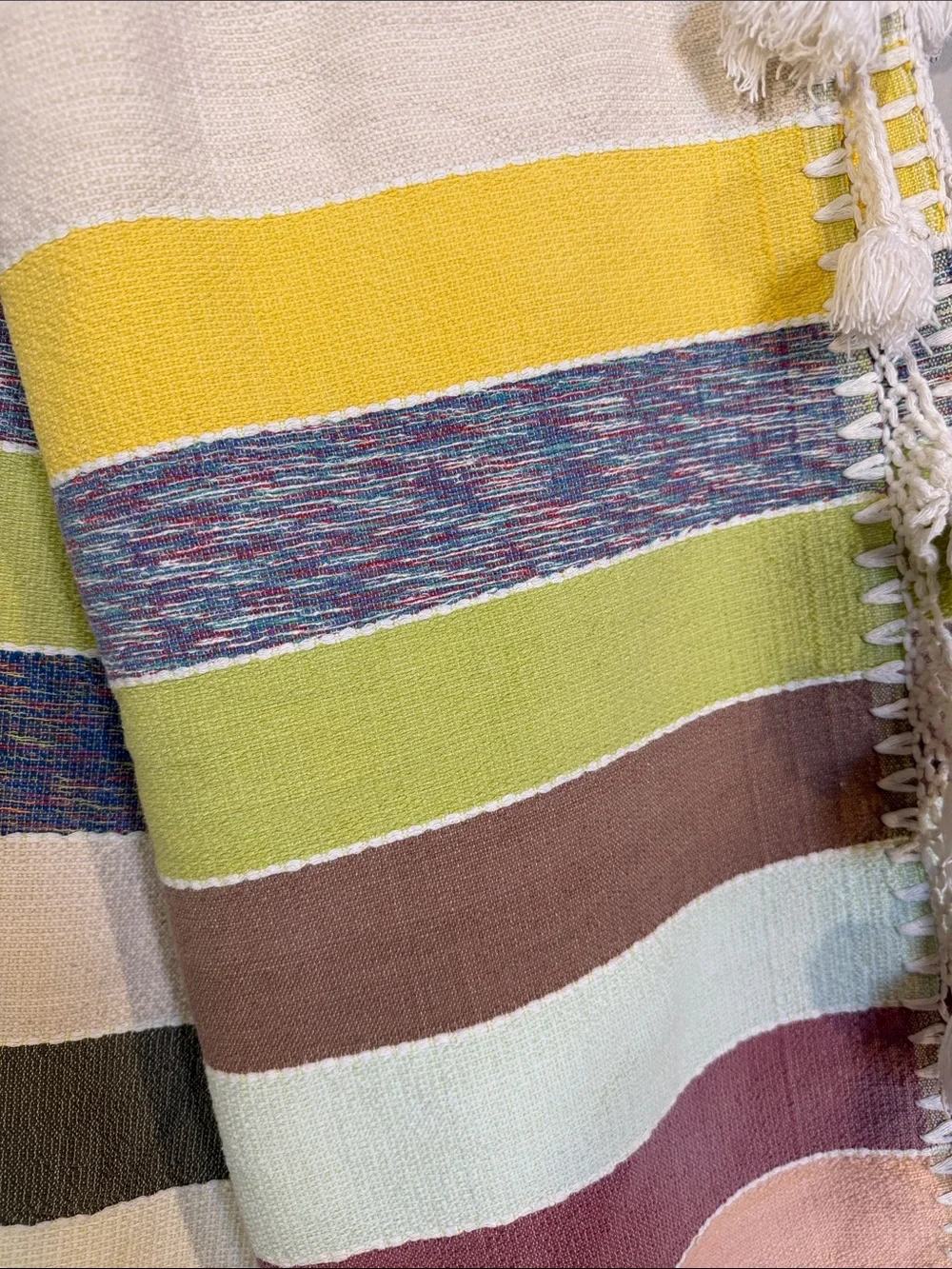 Striped Tassel Throw Blanket in Pastel & Earth Tones - Unbranded 50 x 64 inches